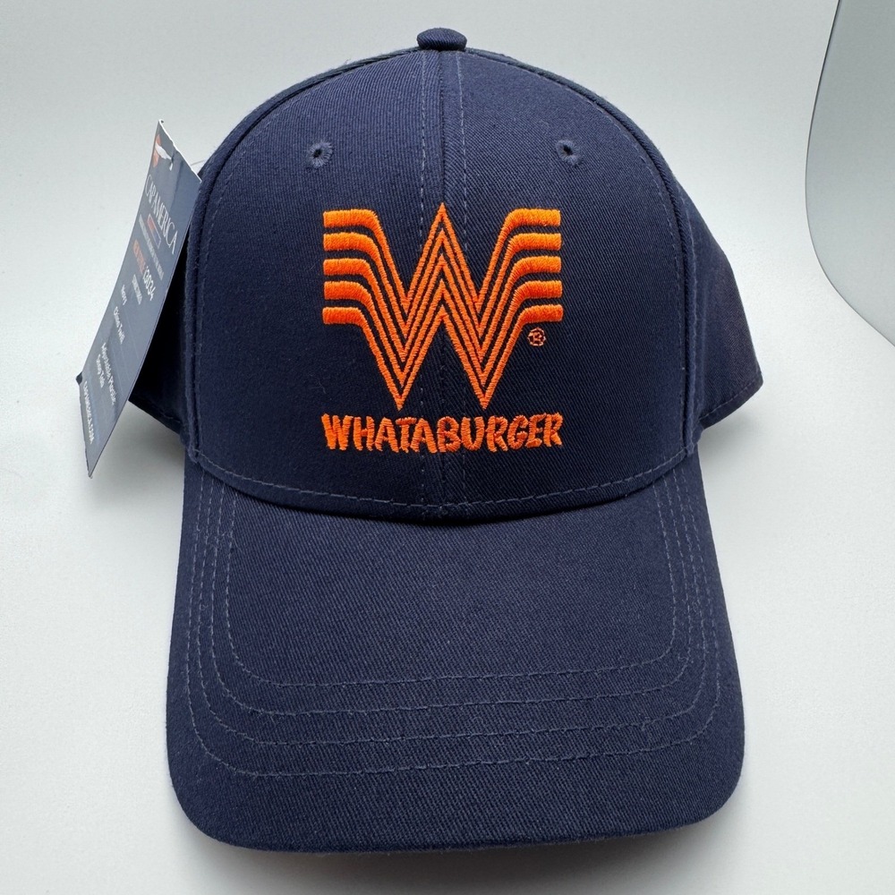 Whataburger FADING Snapback Hat Navy Blue Chino Twill Cap America Mens New